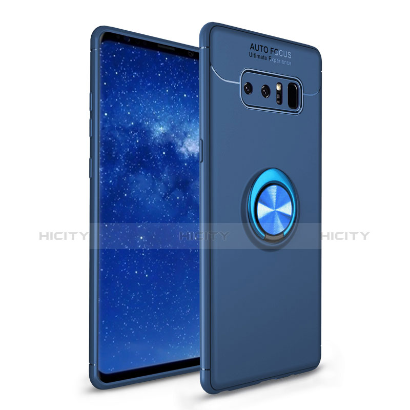 Coque Ultra Fine Silicone Souple Housse Etui avec Support Bague Anneau pour Samsung Galaxy Note 8 Bleu Plus