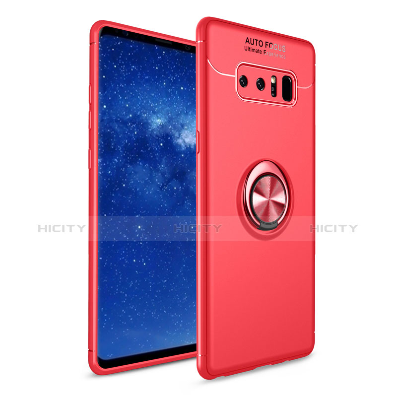 Coque Ultra Fine Silicone Souple Housse Etui avec Support Bague Anneau pour Samsung Galaxy Note 8 Rouge Plus