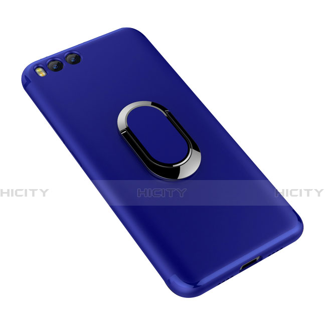 Coque Ultra Fine Silicone Souple Housse Etui avec Support Bague Anneau pour Xiaomi Mi 6 Bleu Plus