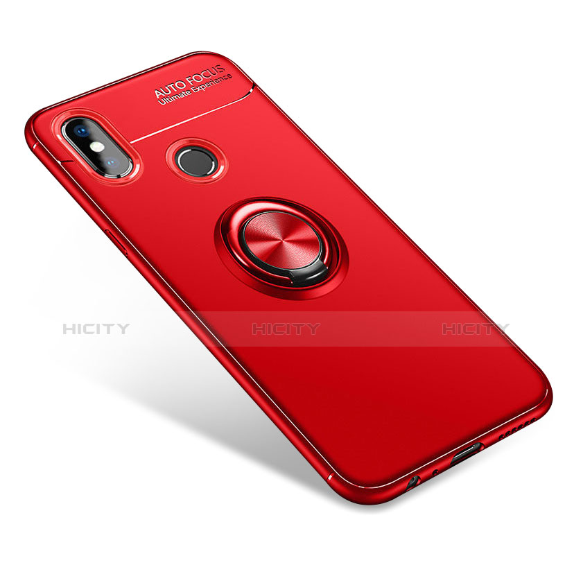 Coque Ultra Fine Silicone Souple Housse Etui avec Support Bague Anneau pour Xiaomi Mi 6X Rouge Plus