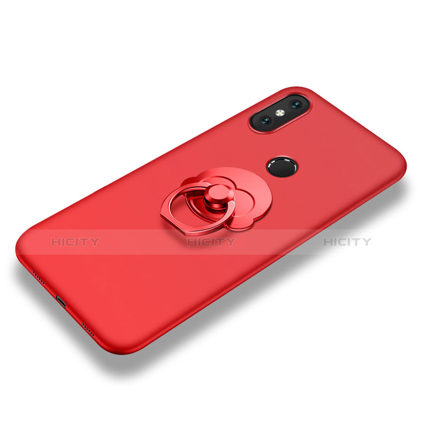 Coque Ultra Fine Silicone Souple Housse Etui avec Support Bague Anneau pour Xiaomi Mi 8 SE Rouge Plus