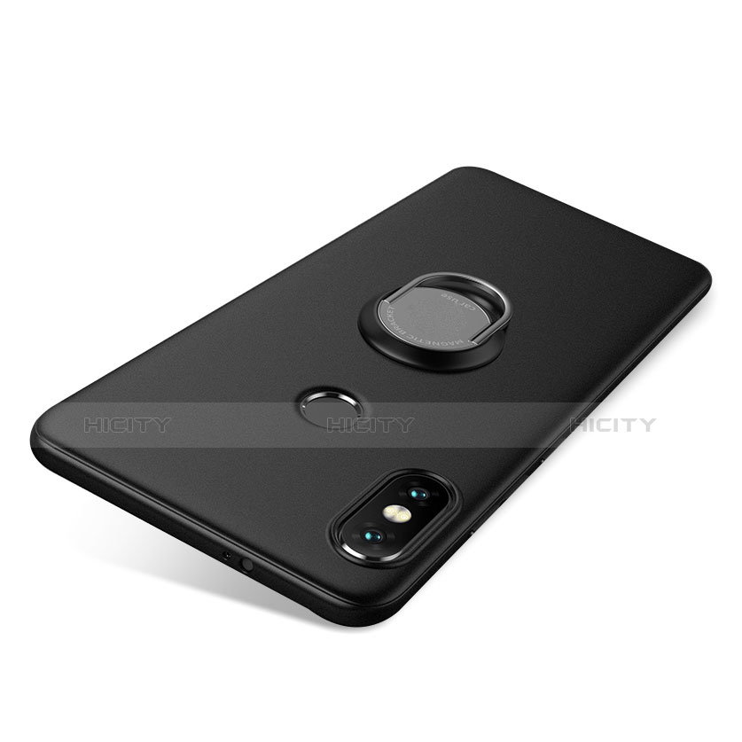 Coque Ultra Fine Silicone Souple Housse Etui avec Support Bague Anneau pour Xiaomi Redmi Note 5 AI Dual Camera Noir Plus