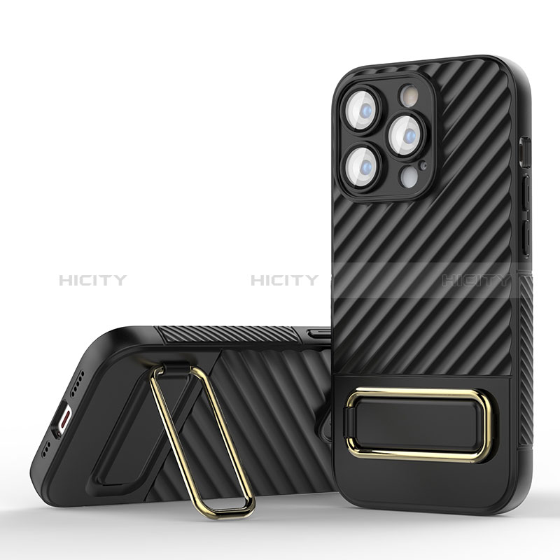 Coque Ultra Fine Silicone Souple Housse Etui avec Support KC1 pour Apple iPhone 13 Pro Noir Plus