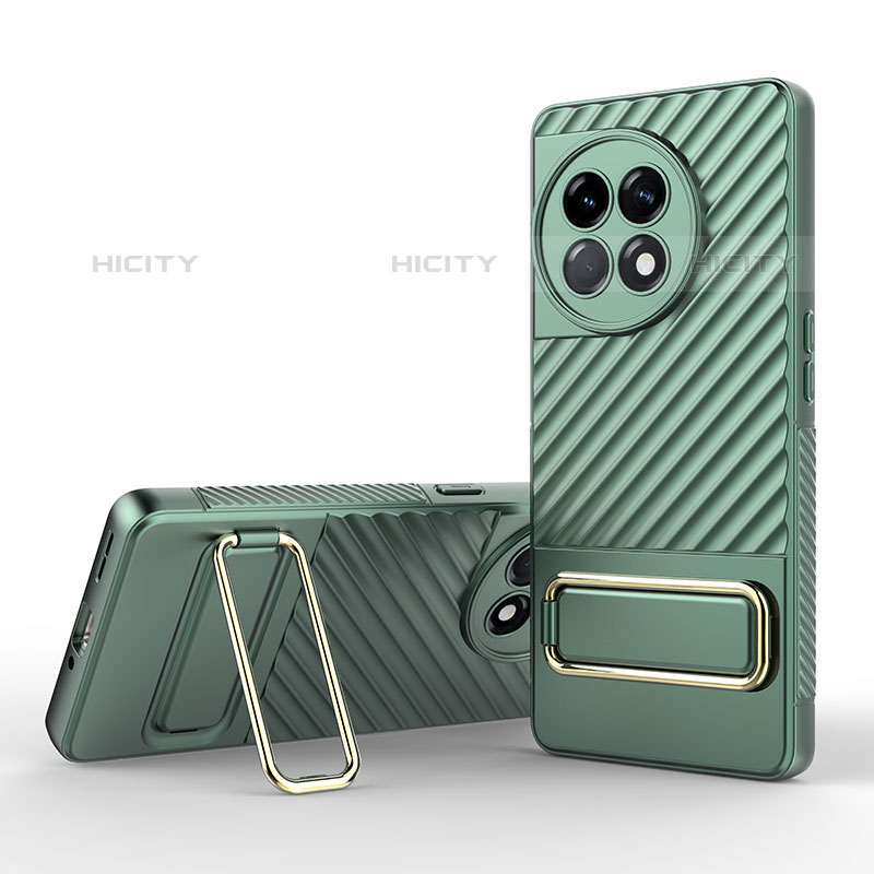 Coque Ultra Fine Silicone Souple Housse Etui avec Support KC1 pour OnePlus Ace 2 Pro 5G Vert Plus