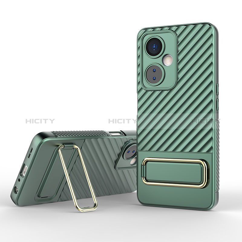 Coque Ultra Fine Silicone Souple Housse Etui avec Support KC1 pour OnePlus Nord N30 5G Vert Plus