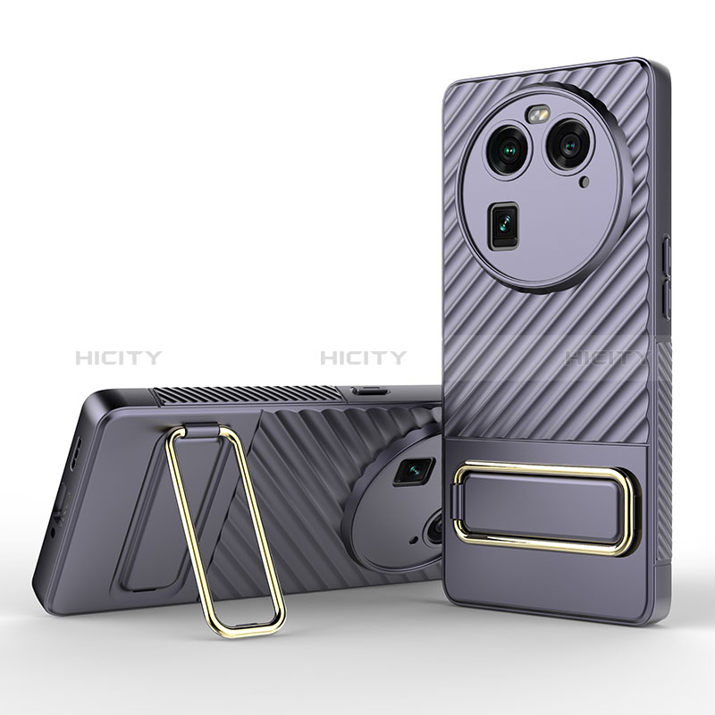 Coque Ultra Fine Silicone Souple Housse Etui avec Support KC1 pour Oppo Find X6 Pro 5G Violet Clair Plus