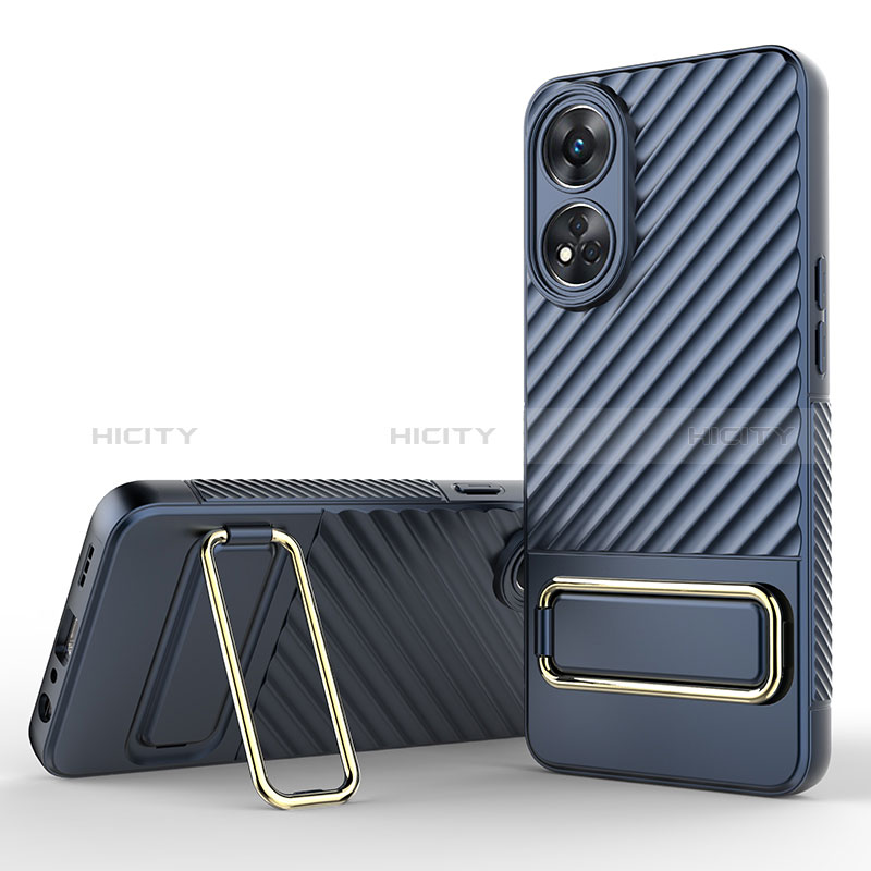 Coque Ultra Fine Silicone Souple Housse Etui avec Support KC1 pour Oppo Reno8 T 4G Bleu Plus