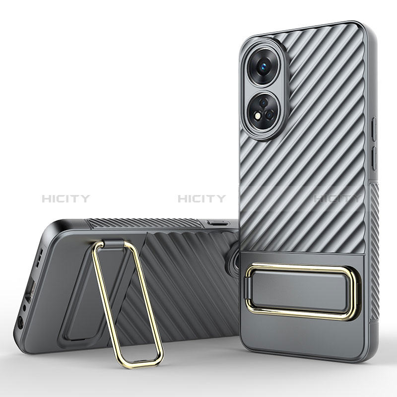 Coque Ultra Fine Silicone Souple Housse Etui avec Support KC1 pour Oppo Reno8 T 4G Gris Plus