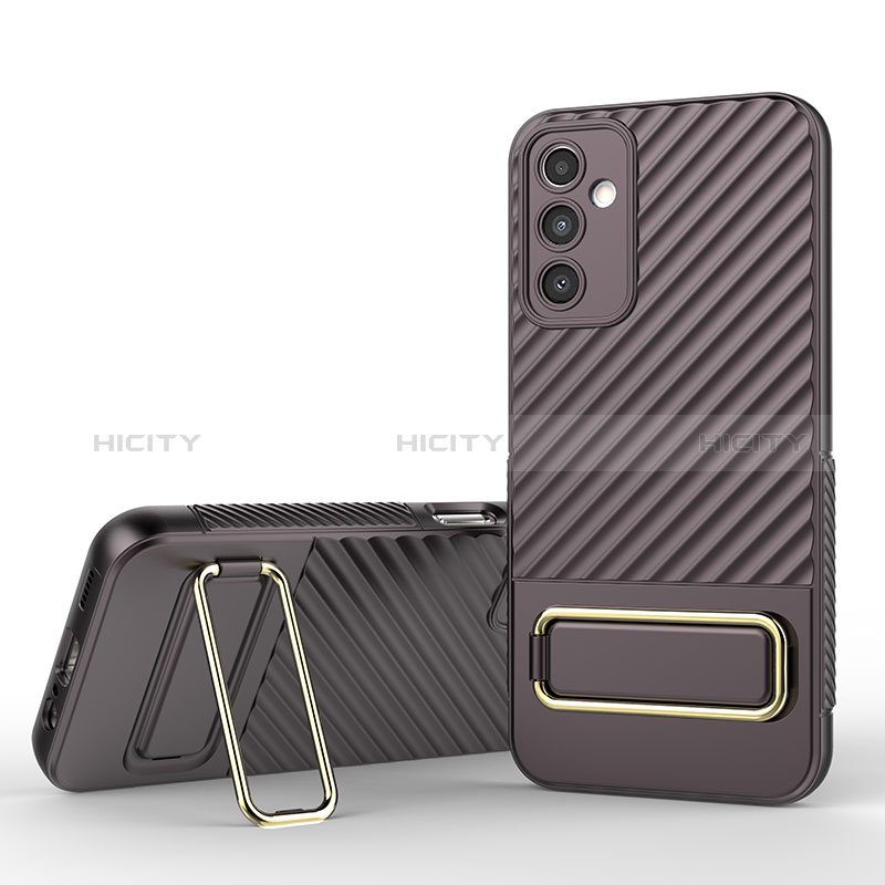 Coque Ultra Fine Silicone Souple Housse Etui avec Support KC1 pour Samsung Galaxy A14 4G Marron Plus