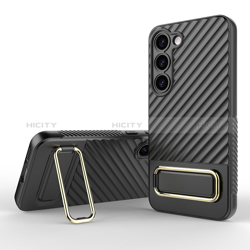 Coque Ultra Fine Silicone Souple Housse Etui avec Support KC1 pour Samsung Galaxy S22 5G Noir Plus