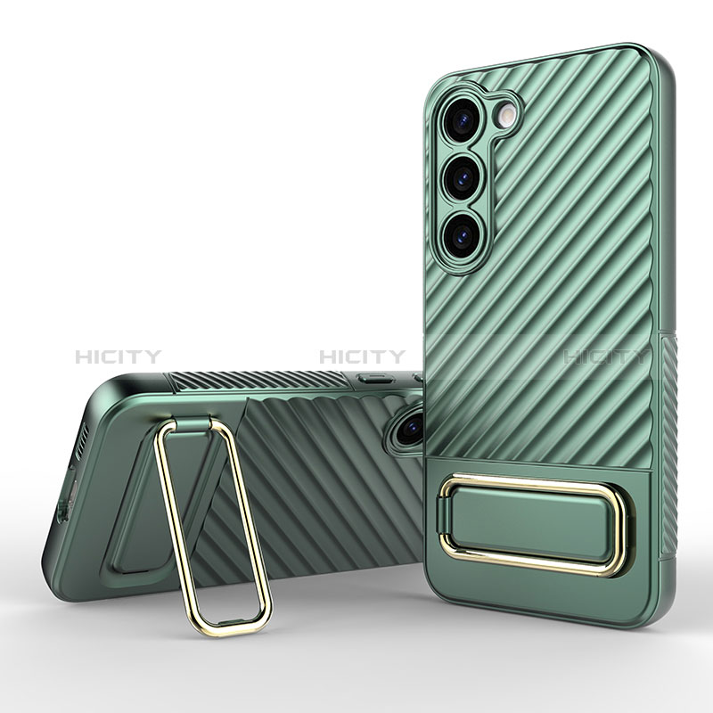 Coque Ultra Fine Silicone Souple Housse Etui avec Support KC1 pour Samsung Galaxy S22 5G Vert Plus