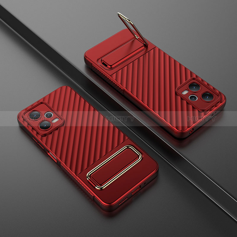 Coque Ultra Fine Silicone Souple Housse Etui avec Support KC1 pour Xiaomi Poco X5 5G Rouge Plus