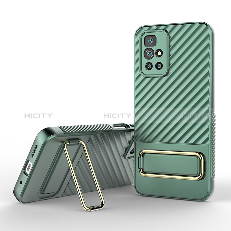 Coque Ultra Fine Silicone Souple Housse Etui avec Support KC1 pour Xiaomi Redmi 10 Prime Vert Plus