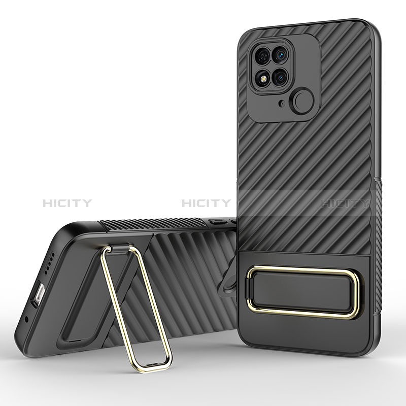 Coque Ultra Fine Silicone Souple Housse Etui avec Support KC1 pour Xiaomi Redmi 10C 4G Noir Plus