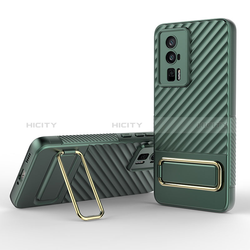 Coque Ultra Fine Silicone Souple Housse Etui avec Support KC1 pour Xiaomi Redmi K60 5G Vert Plus