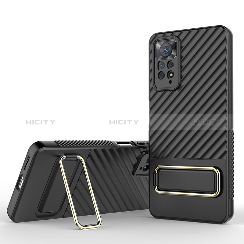 Coque Ultra Fine Silicone Souple Housse Etui avec Support KC1 pour Xiaomi Redmi Note 11 Pro 4G Noir Plus