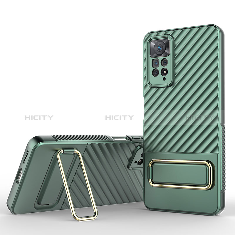 Coque Ultra Fine Silicone Souple Housse Etui avec Support KC1 pour Xiaomi Redmi Note 11 Pro 5G Vert Plus