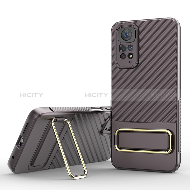 Coque Ultra Fine Silicone Souple Housse Etui avec Support KC1 pour Xiaomi Redmi Note 11S 4G Marron Plus