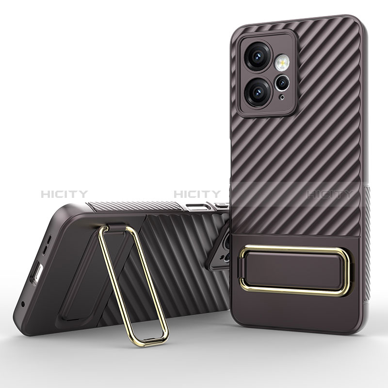 Coque Ultra Fine Silicone Souple Housse Etui avec Support KC1 pour Xiaomi Redmi Note 12 4G Marron Plus