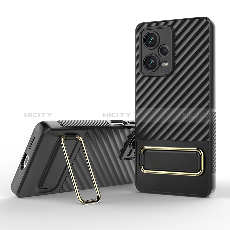 Coque Ultra Fine Silicone Souple Housse Etui avec Support KC1 pour Xiaomi Redmi Note 12 Explorer Noir Plus