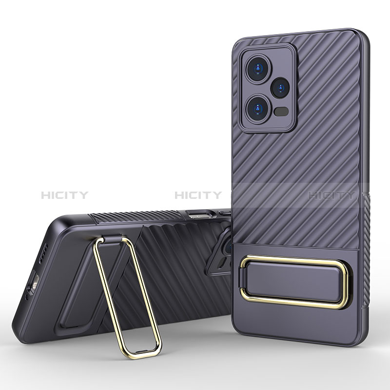 Coque Ultra Fine Silicone Souple Housse Etui avec Support KC1 pour Xiaomi Redmi Note 12 Pro 5G Violet Clair Plus