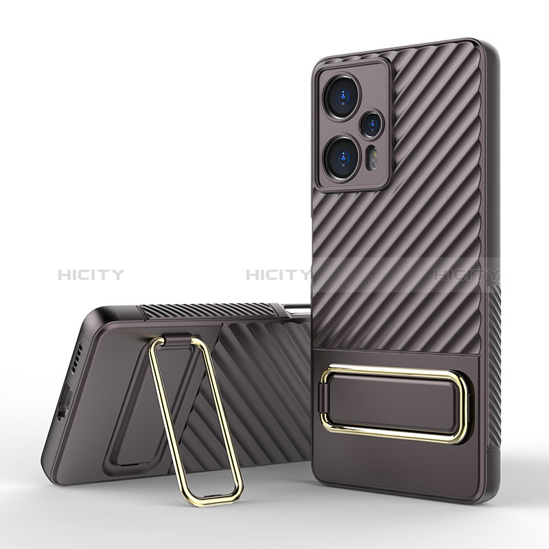 Coque Ultra Fine Silicone Souple Housse Etui avec Support KC1 pour Xiaomi Redmi Note 12 Turbo 5G Marron Plus