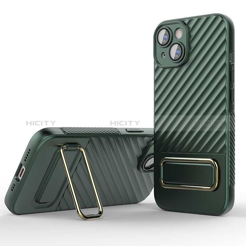 Coque Ultra Fine Silicone Souple Housse Etui avec Support KC2 pour Apple iPhone 13 Vert Plus