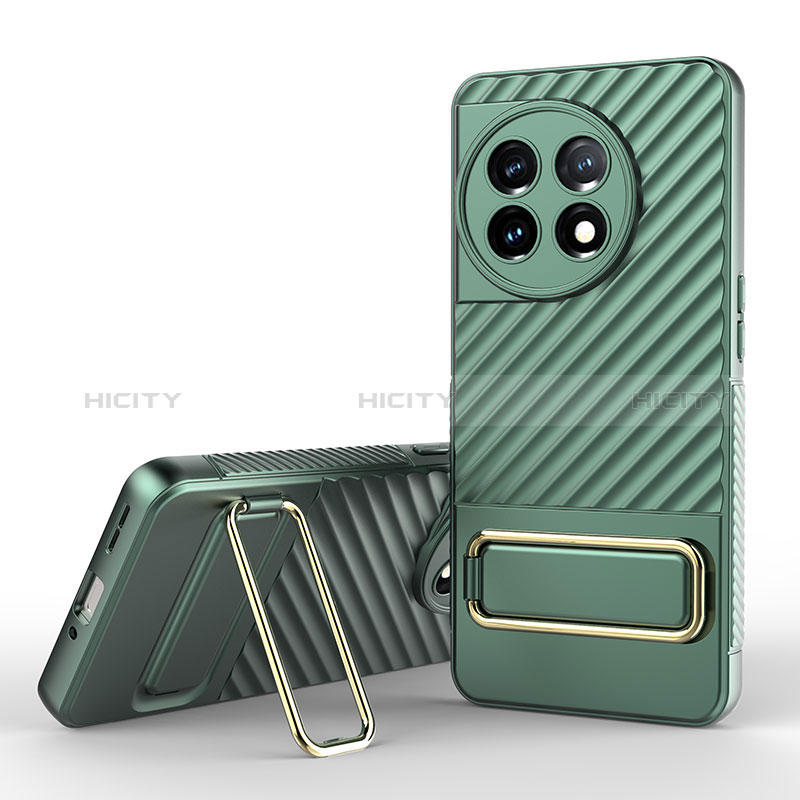 Coque Ultra Fine Silicone Souple Housse Etui avec Support KC2 pour OnePlus 11 5G Vert Plus