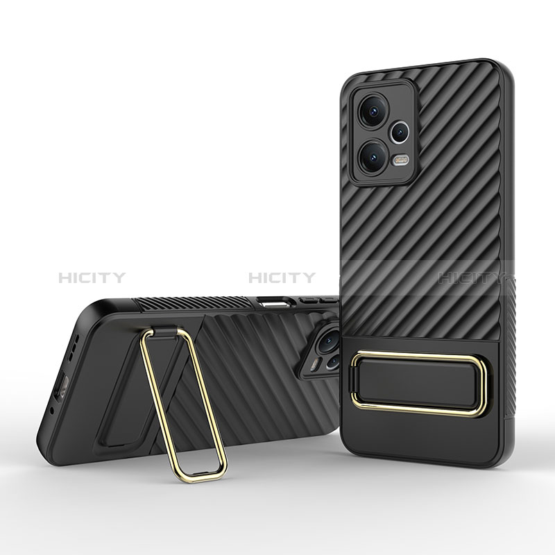 Coque Ultra Fine Silicone Souple Housse Etui avec Support KC2 pour Xiaomi Redmi Note 12 5G Noir Plus