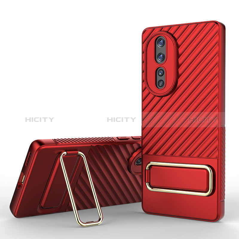 Coque Ultra Fine Silicone Souple Housse Etui avec Support KC3 pour Huawei Honor 80 5G Rouge Plus