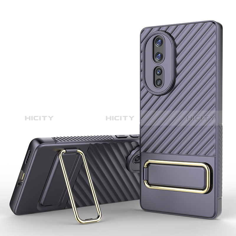 Coque Ultra Fine Silicone Souple Housse Etui avec Support KC3 pour Huawei Honor 80 5G Violet Clair Plus