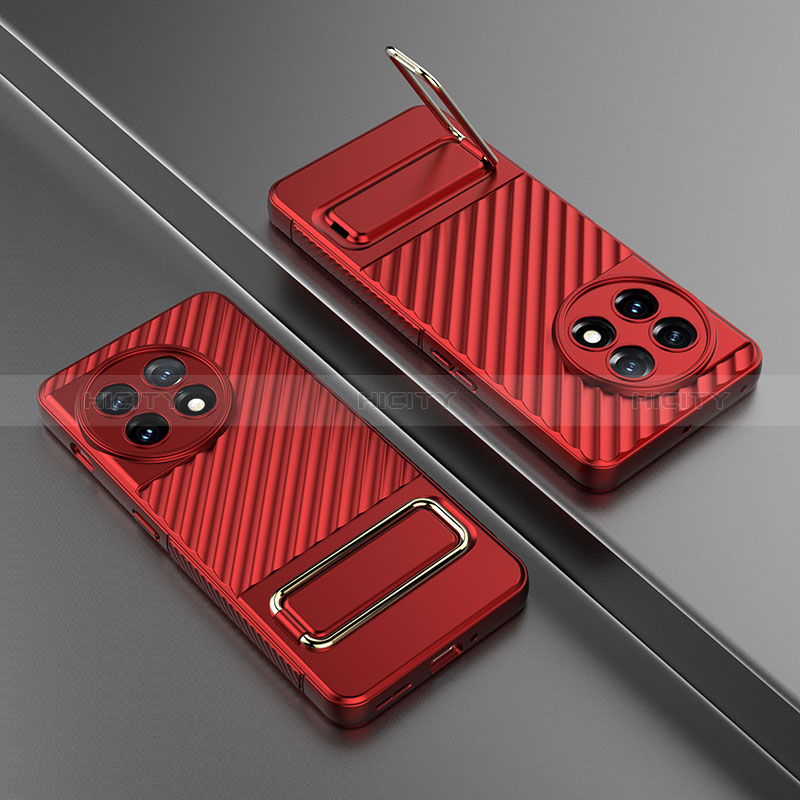 Coque Ultra Fine Silicone Souple Housse Etui avec Support KC3 pour OnePlus 11 5G Rouge Plus