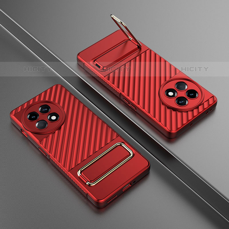 Coque Ultra Fine Silicone Souple Housse Etui avec Support KC3 pour OnePlus Ace 2 Pro 5G Rouge Plus