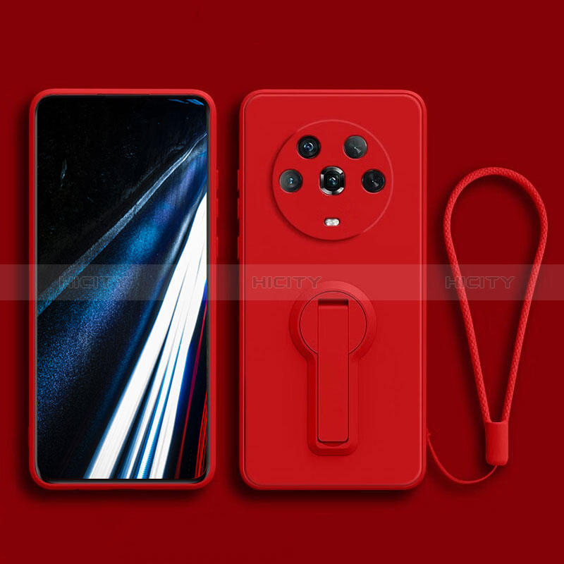 Coque Ultra Fine Silicone Souple Housse Etui avec Support pour Huawei Honor Magic4 5G Rouge Plus