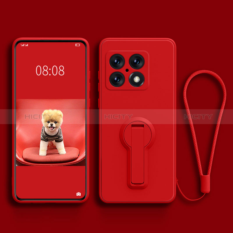 Coque Ultra Fine Silicone Souple Housse Etui avec Support pour OnePlus 10 Pro 5G Rouge Plus