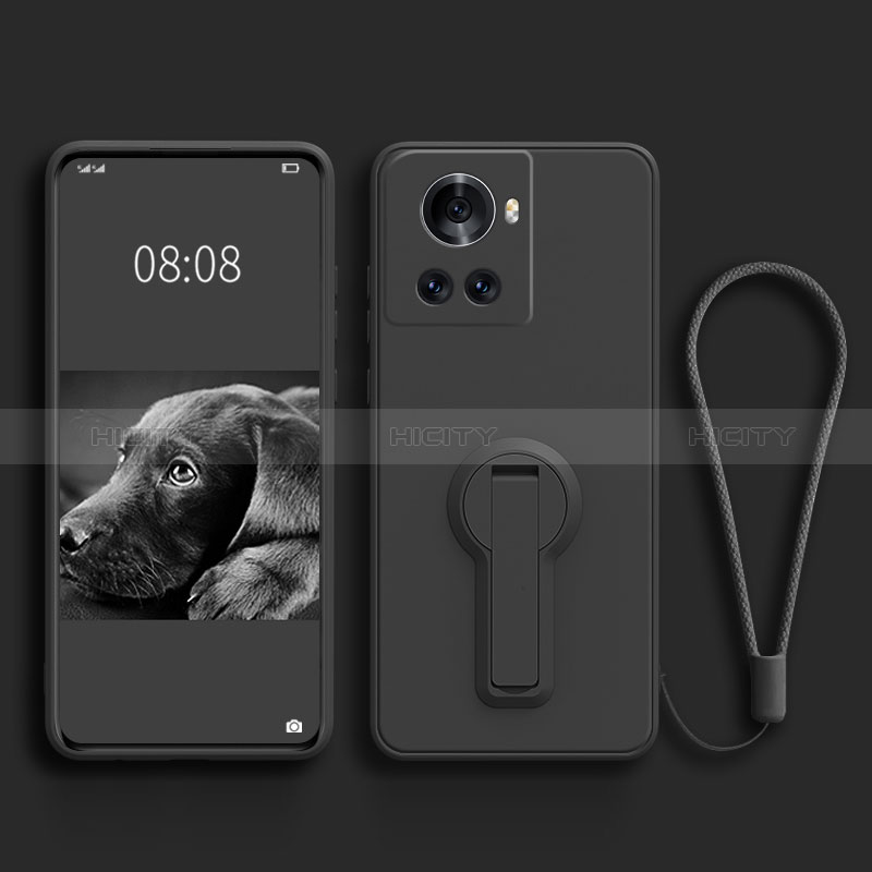 Coque Ultra Fine Silicone Souple Housse Etui avec Support pour OnePlus 10R 5G Noir Plus