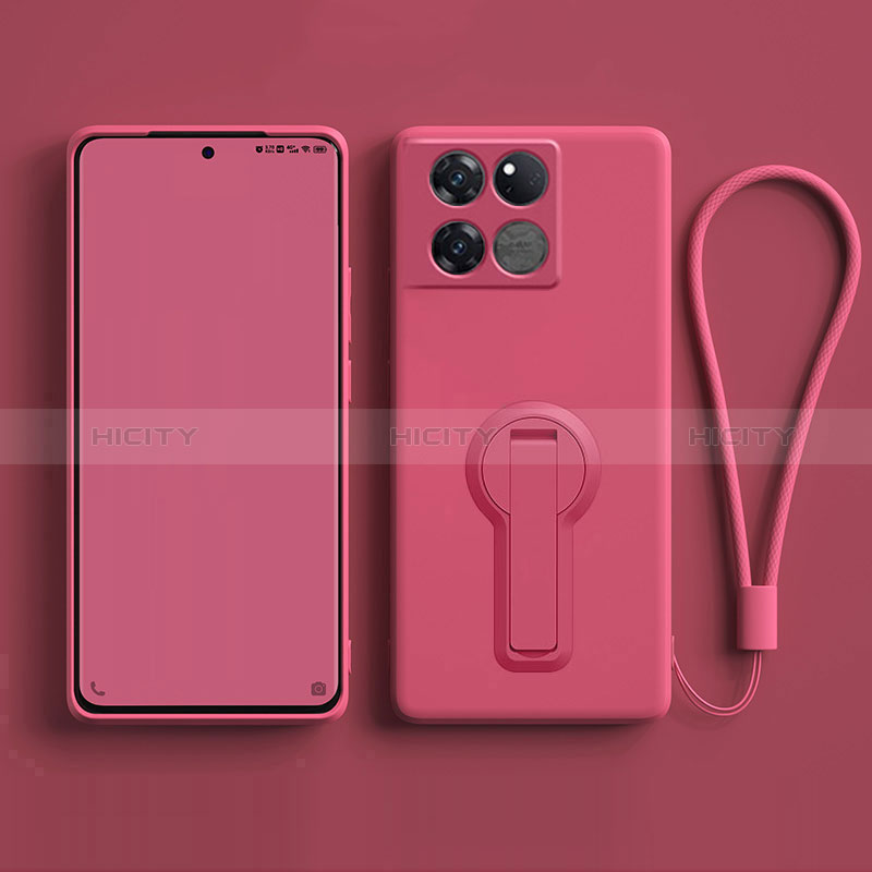 Coque Ultra Fine Silicone Souple Housse Etui avec Support pour OnePlus 10T 5G Rose Rouge Plus