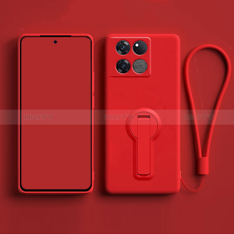 Coque Ultra Fine Silicone Souple Housse Etui avec Support pour OnePlus 10T 5G Rouge Plus