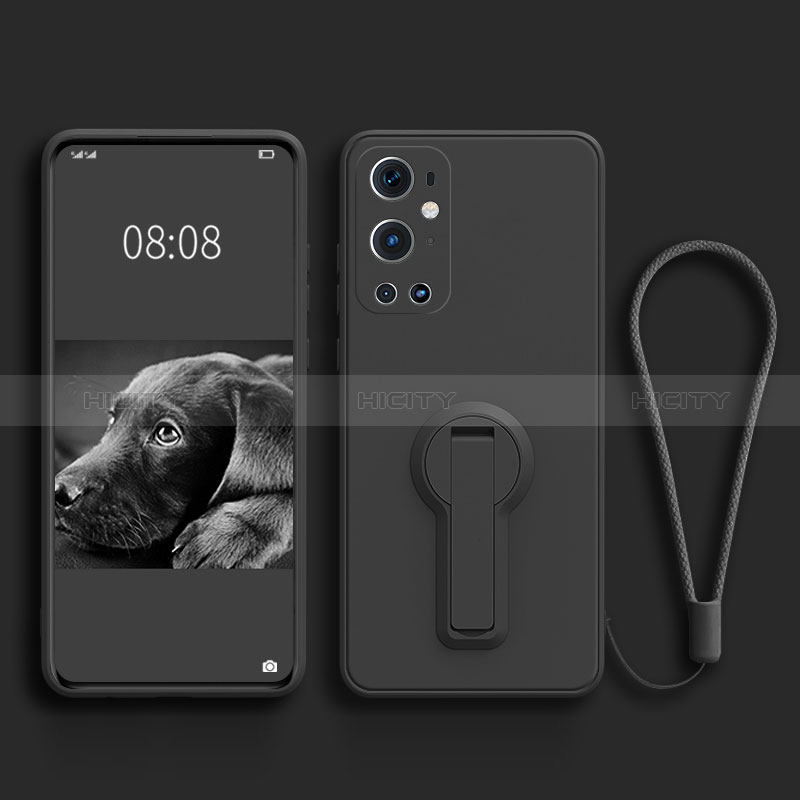 Coque Ultra Fine Silicone Souple Housse Etui avec Support pour OnePlus 9 Pro 5G Noir Plus