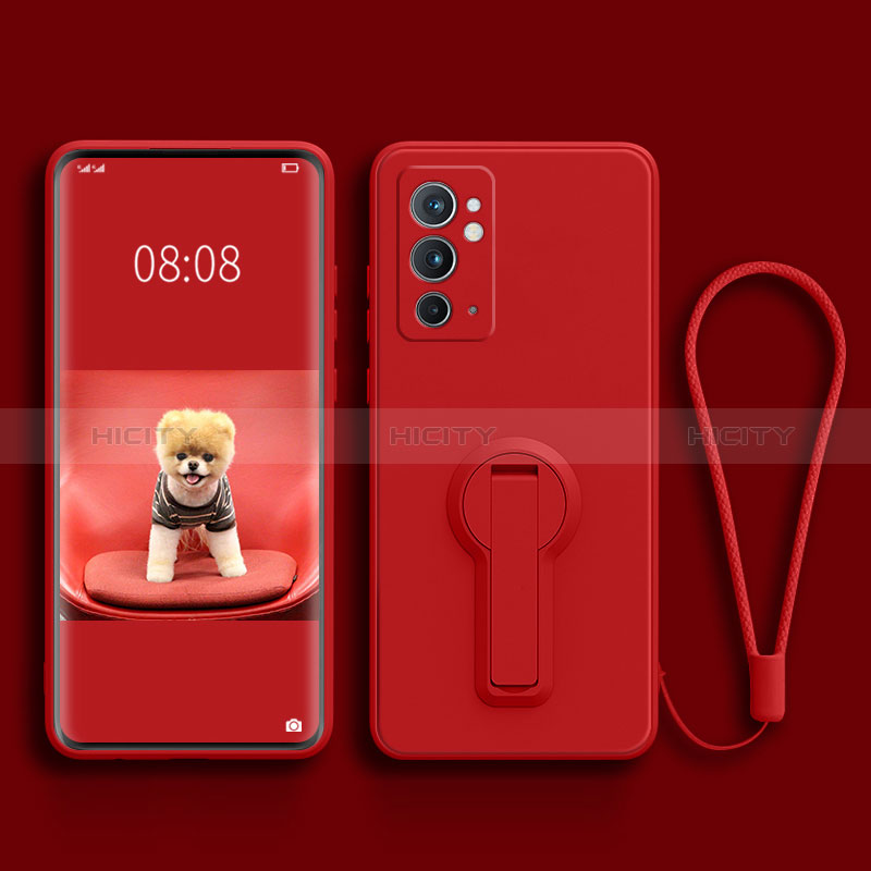 Coque Ultra Fine Silicone Souple Housse Etui avec Support pour OnePlus 9RT 5G Rouge Plus