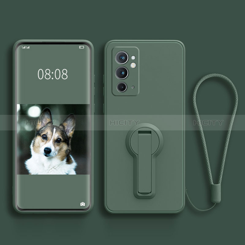 Coque Ultra Fine Silicone Souple Housse Etui avec Support pour OnePlus 9RT 5G Vert Nuit Plus