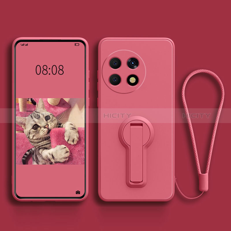 Coque Ultra Fine Silicone Souple Housse Etui avec Support pour OnePlus Ace 2 5G Rose Rouge Plus