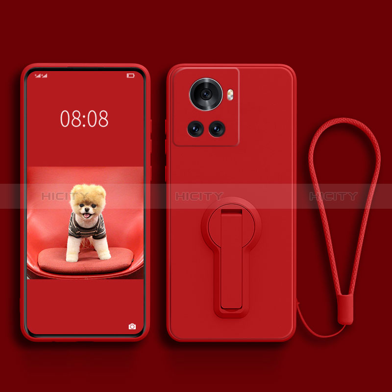 Coque Ultra Fine Silicone Souple Housse Etui avec Support pour OnePlus Ace 5G Rouge Plus