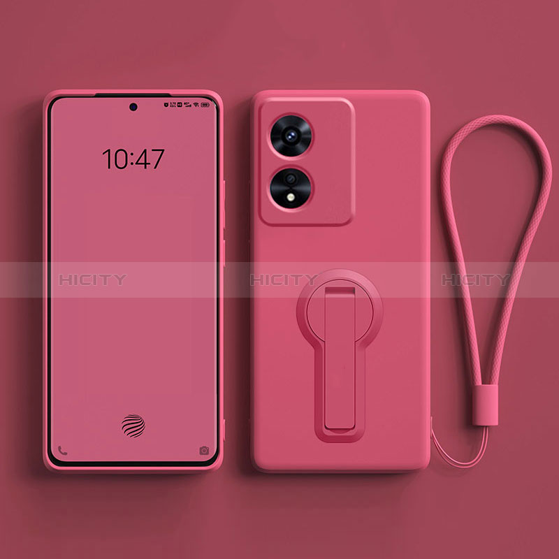 Coque Ultra Fine Silicone Souple Housse Etui avec Support pour Oppo A1 5G Rose Rouge Plus