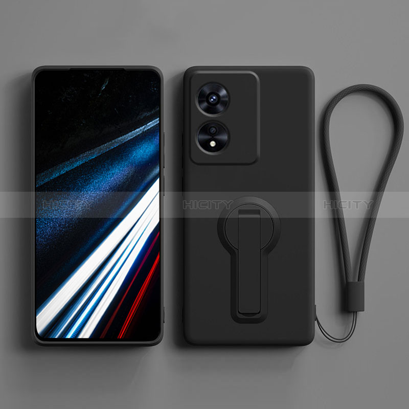 Coque Ultra Fine Silicone Souple Housse Etui avec Support pour Oppo A78 4G Noir Plus