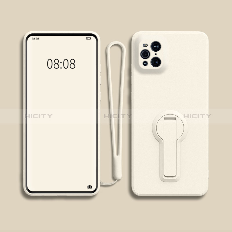 Coque Ultra Fine Silicone Souple Housse Etui avec Support pour Oppo Find X3 5G Blanc Plus