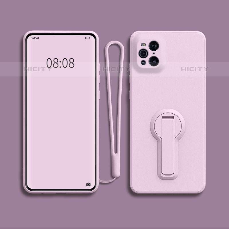 Coque Ultra Fine Silicone Souple Housse Etui avec Support pour Oppo Find X3 Pro 5G Violet Clair Plus