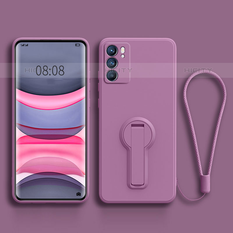 Coque Ultra Fine Silicone Souple Housse Etui avec Support pour Oppo Reno6 5G Violet Plus