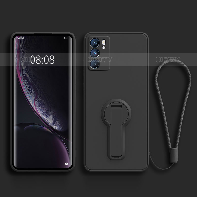 Coque Ultra Fine Silicone Souple Housse Etui avec Support pour Oppo Reno6 Pro 5G India Noir Plus