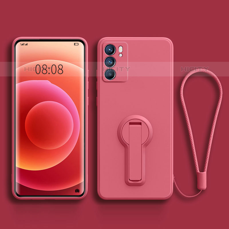 Coque Ultra Fine Silicone Souple Housse Etui avec Support pour Oppo Reno6 Pro 5G India Rose Plus